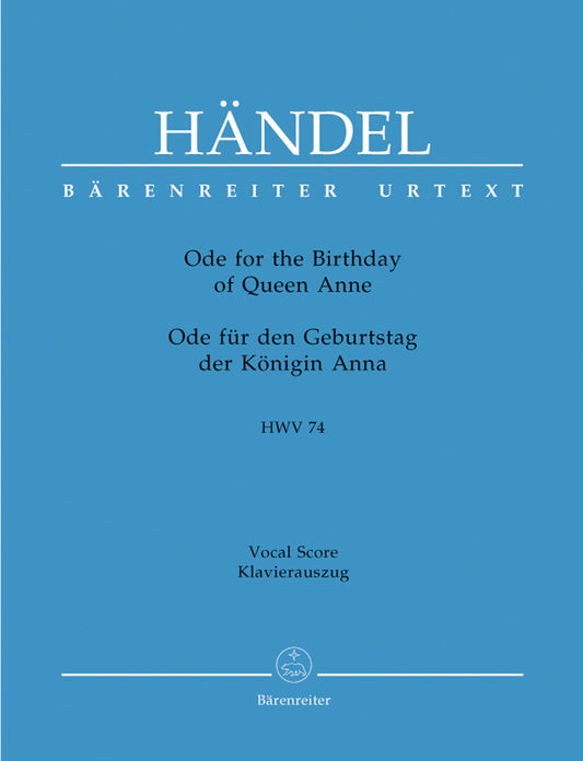 Handel Ode Birthday Queen Anne V/S HWV7