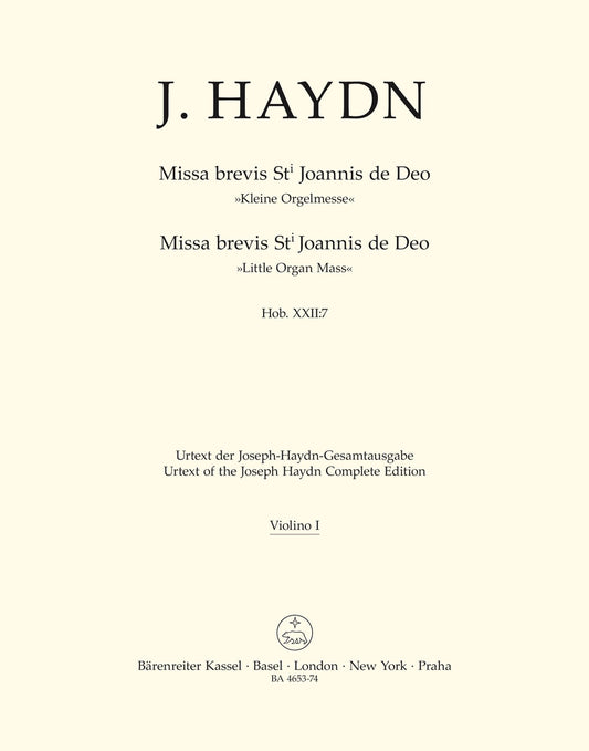 Haydn Little Organ Mass Vln1 Pt BA