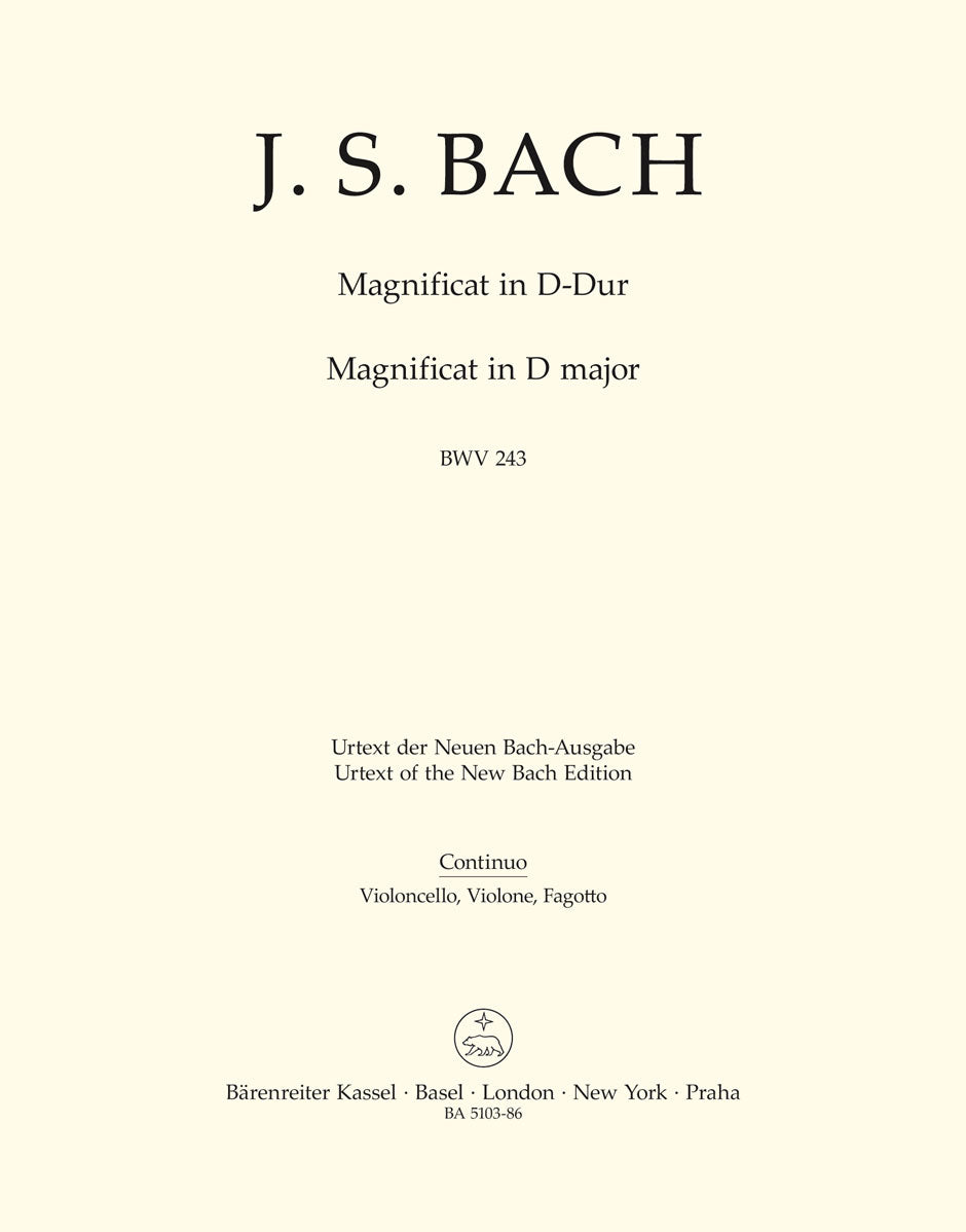 Bach Magnificat D maj BWV243 Vc/Kb/Bsn