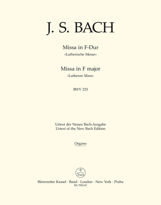 Bach Mass F Maj BWV233 Org