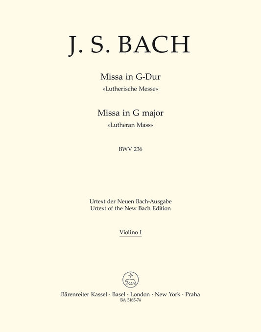 Bach Mass Gmaj Lutheran Vln1