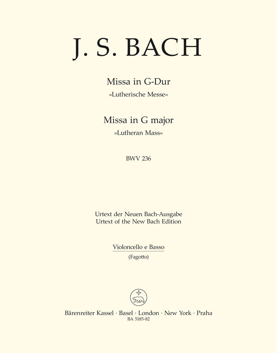 Bach Mass Gmaj Lutheran Cello&Bass