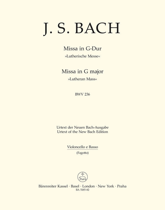 Bach Mass Gmaj Lutheran Cello&Bass