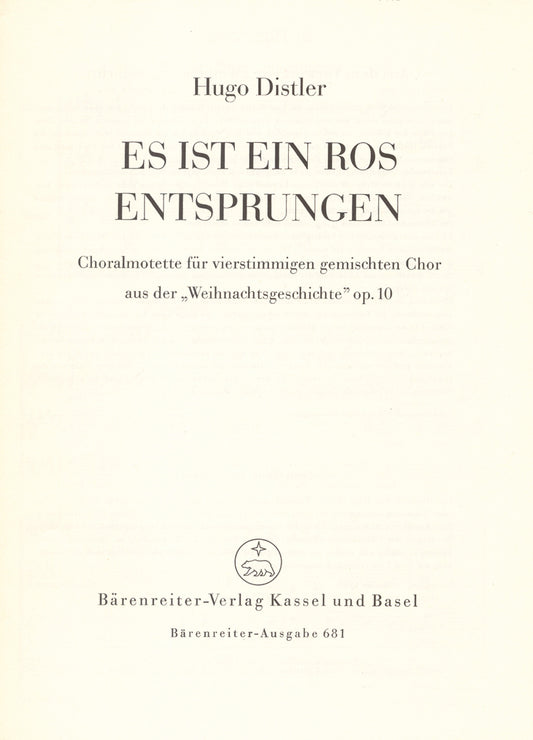 Distler Es ist ein ros entsprungen SATB