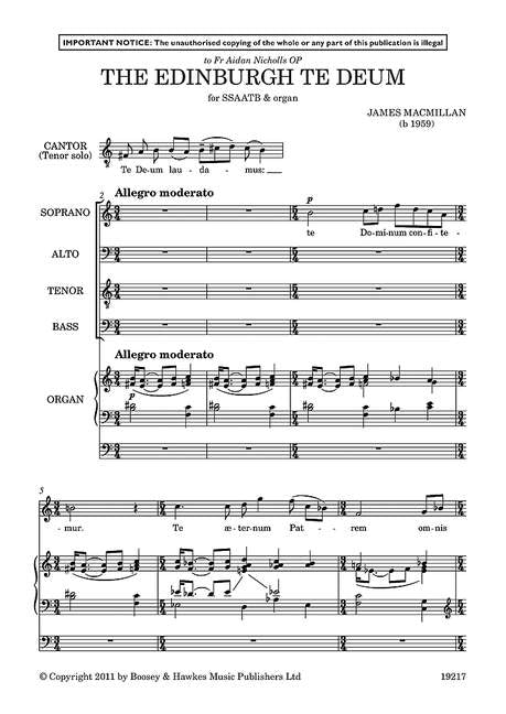 MacMillan Edinburgh Te Deum SATB&Org BH