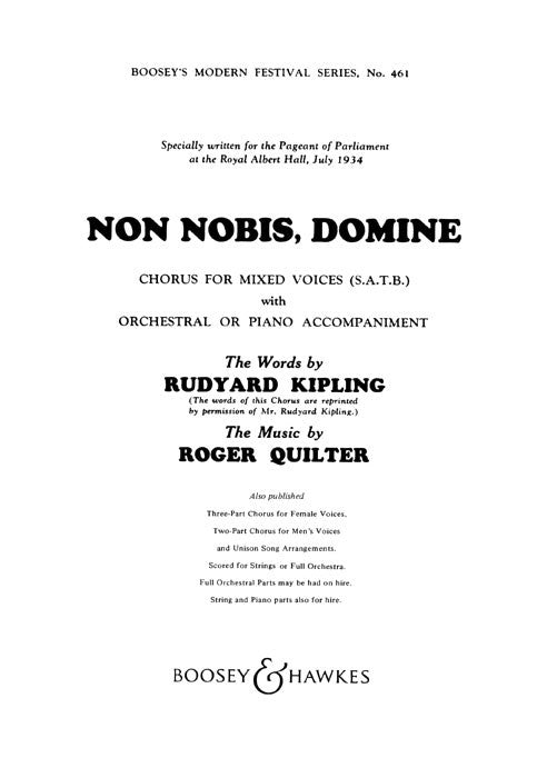 Quilter, Non Nobis, Domine SATB
