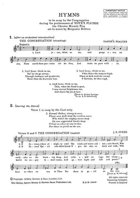 Britten Noyes Fludde Hymn Sheet