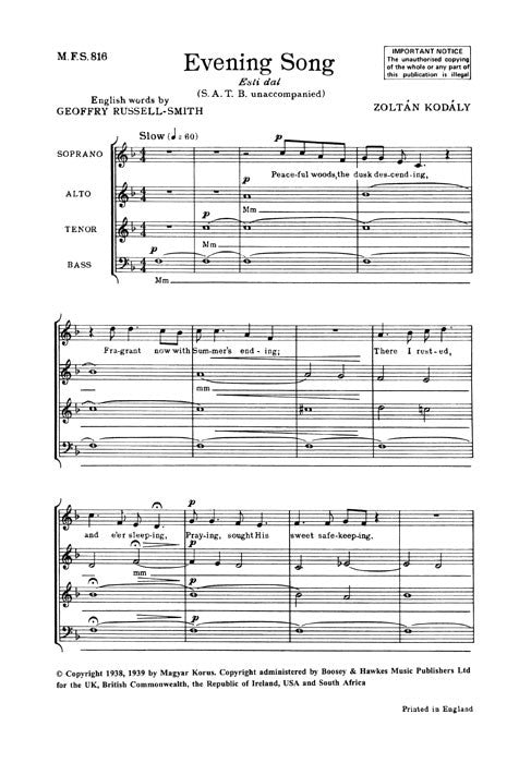 Kodaly Evening Song SATB