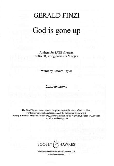 Finzi God Is Gone Up SATB Chorus Score