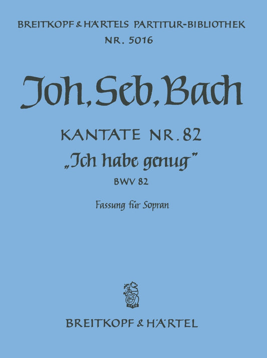 Bach Cantata 82 Ich Habe Sop F/S PB5016