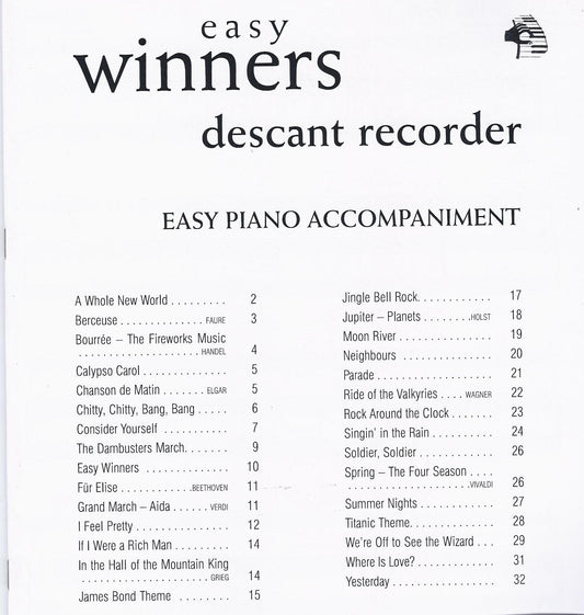 Easy Winners Pno Accomp Desc Rec BW
