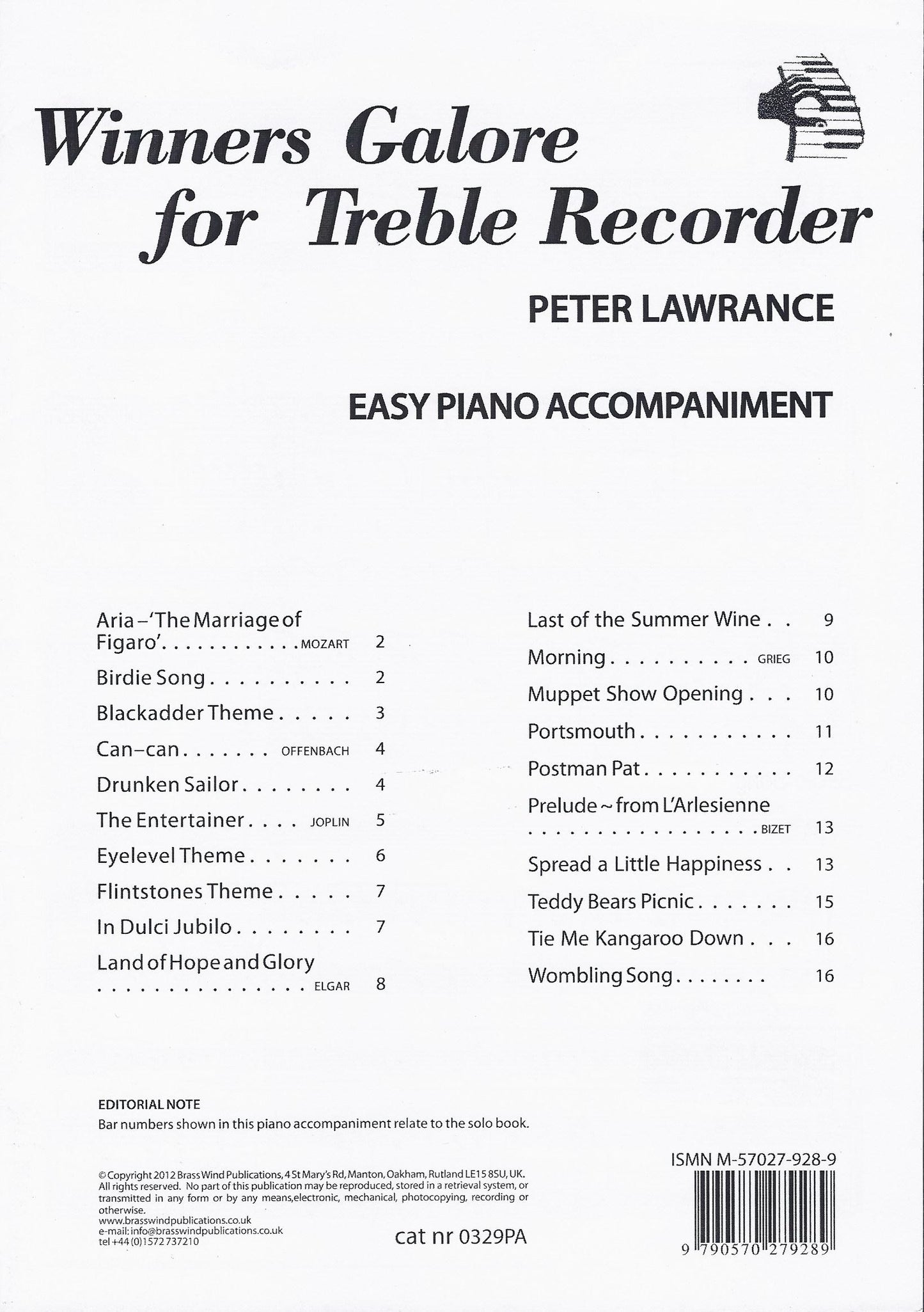 Winners Galore Pno Accomp Treble Rec BW
