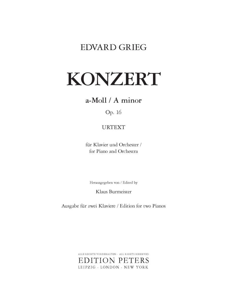 Grieg Pno Concerto A min Op16 2 Pnos PE