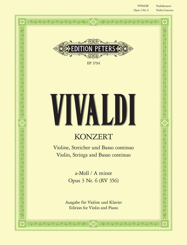 Vivaldi Vln Concerto a min Op3No6 PET 3
