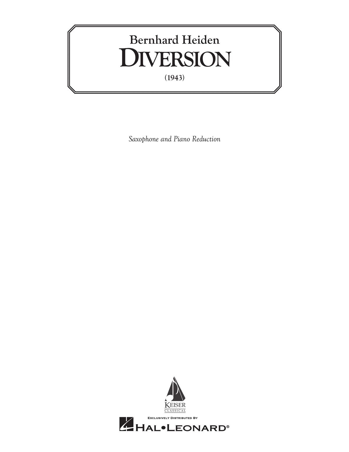 Heiden Diversion Alto Sax&Pno Etoile