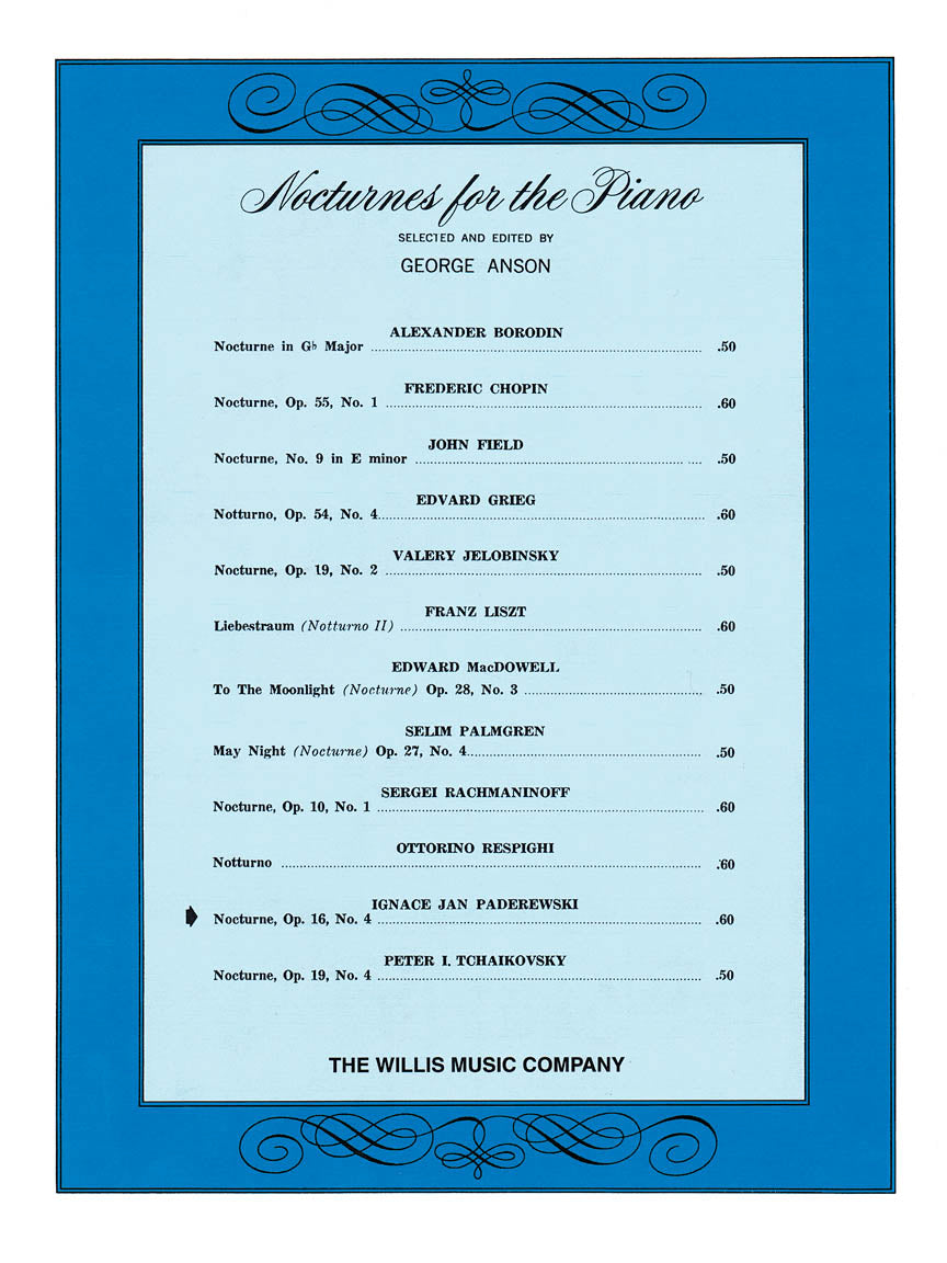 Paderewski Nocturne Op16 No4 Pno WILLIS