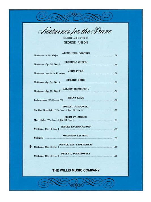 Paderewski Nocturne Op16 No4 Pno WILLIS