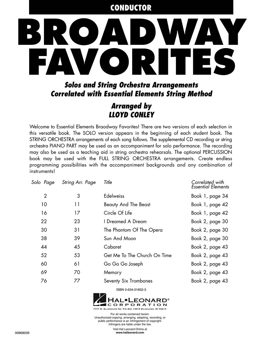 Broadway Favourites For Strings Bk+CD