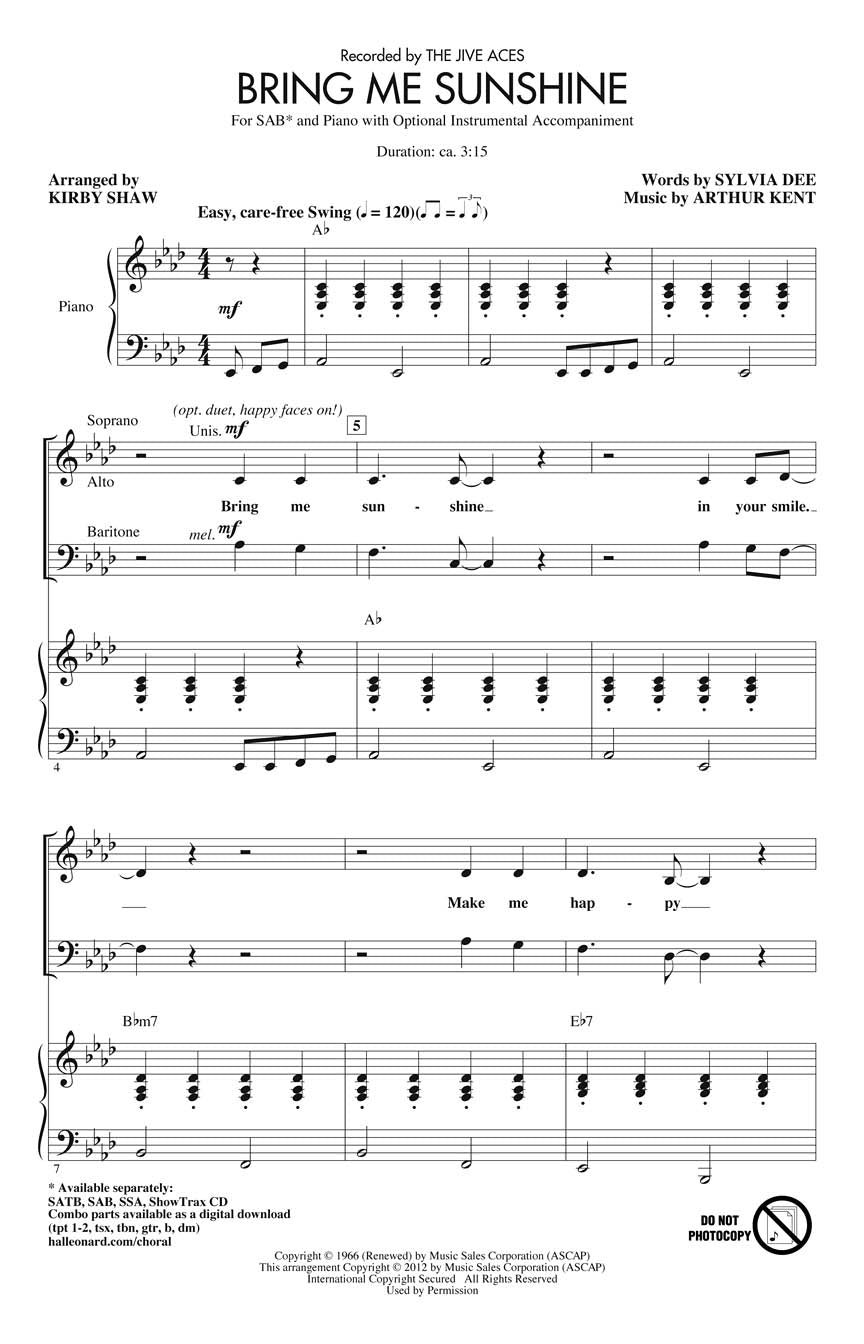 Kent Bring Me Sunshine SATB HL