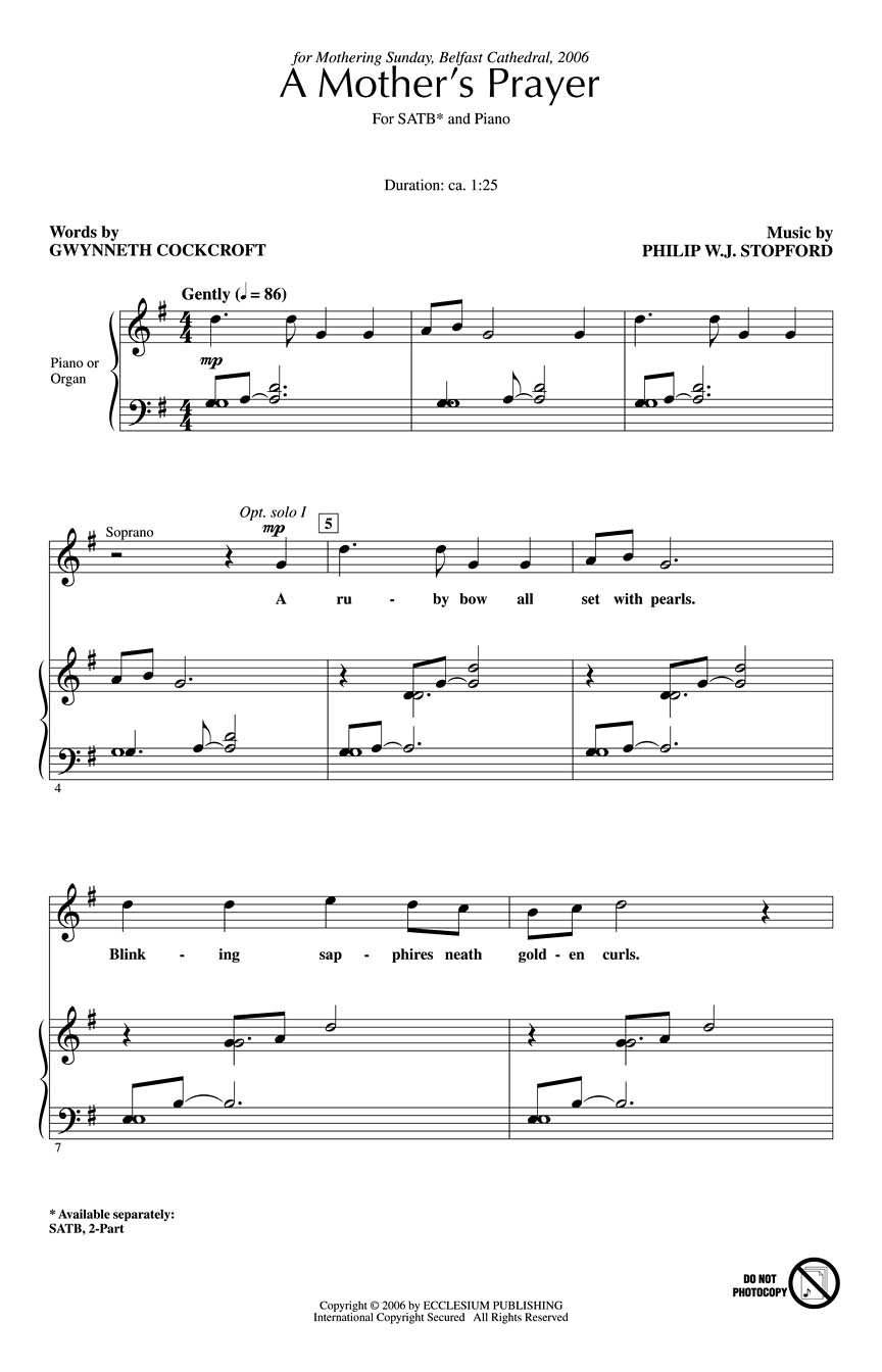 Stopford A Mothers Prayer SATB HL