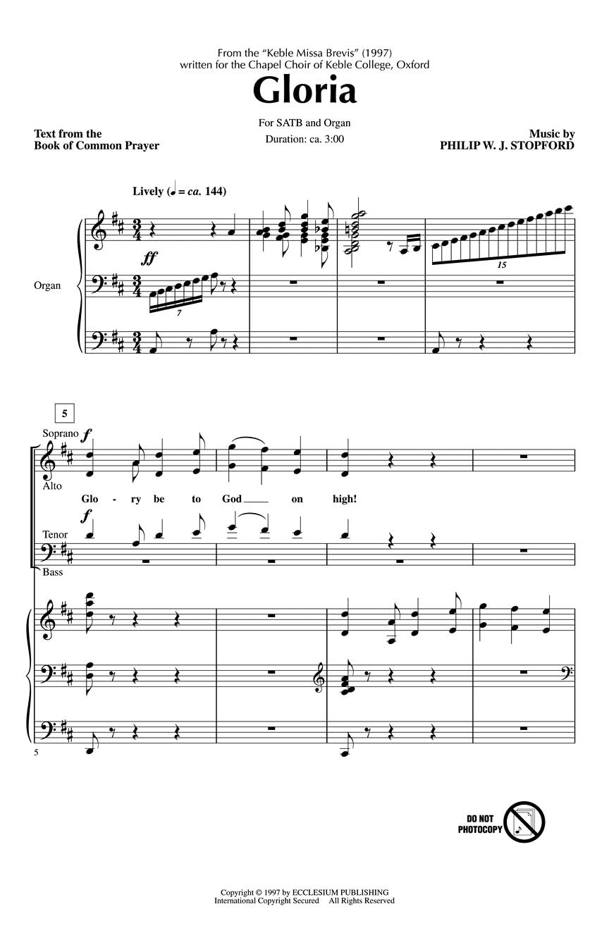 Stopford Gloria From Keble Missa Brevis
