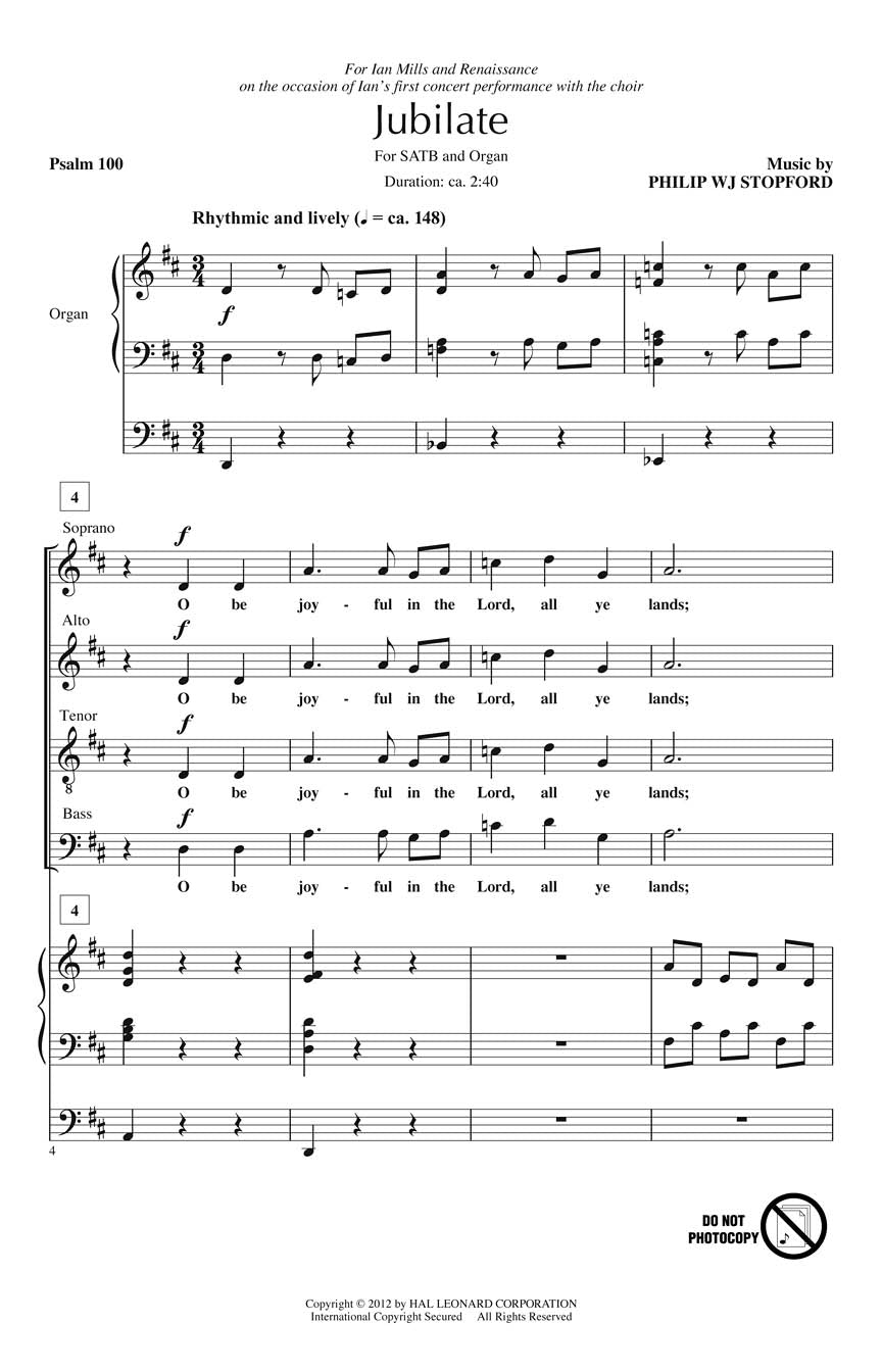 Stopford Jubilate SATB/Organ HL