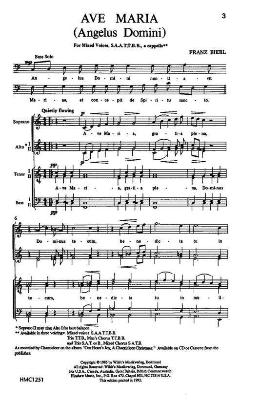 Biebl Ave Maria SSAATTBB A Cappella HIN