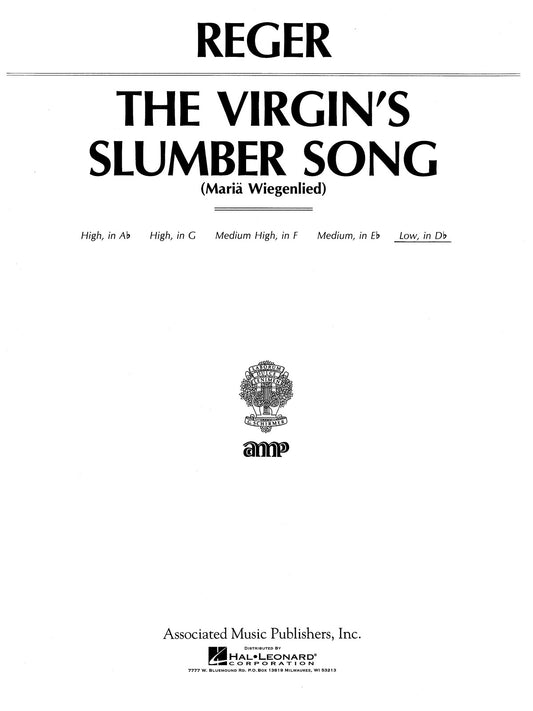 Reger Virgins Slumber Song Db Low GS S