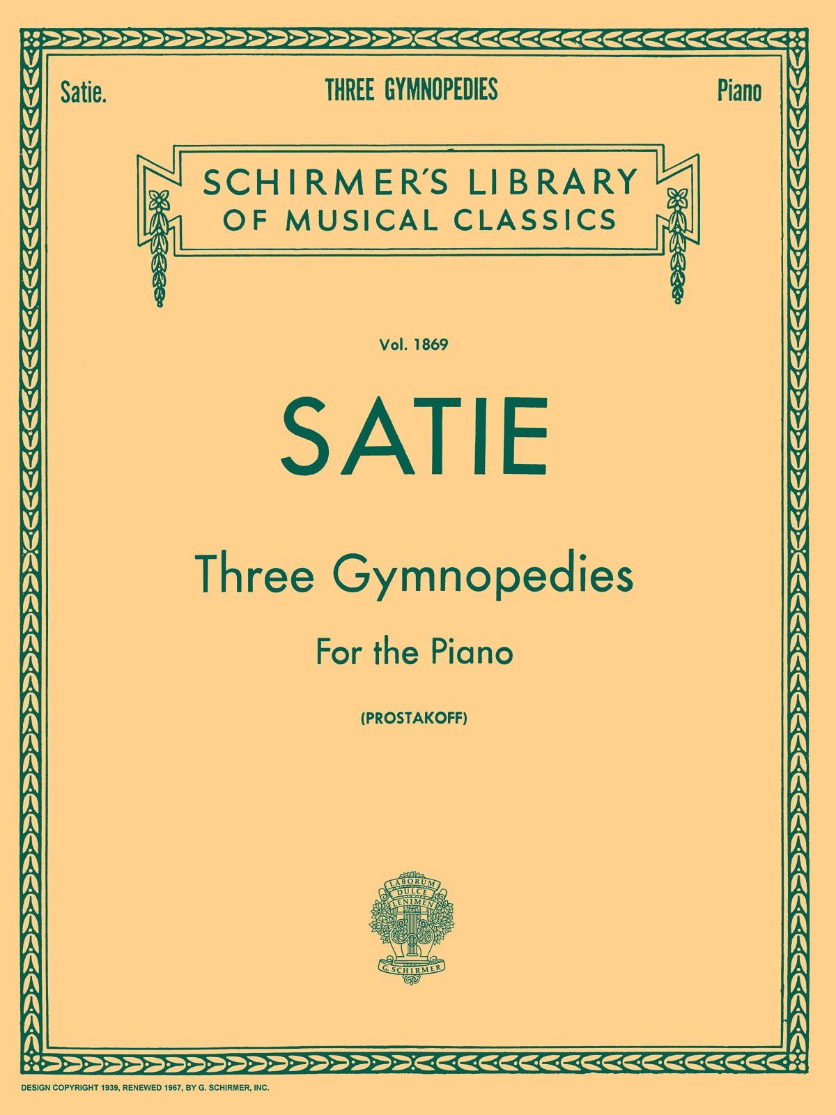 Satie 3 Gymnopedies Pno GS1869 Classic