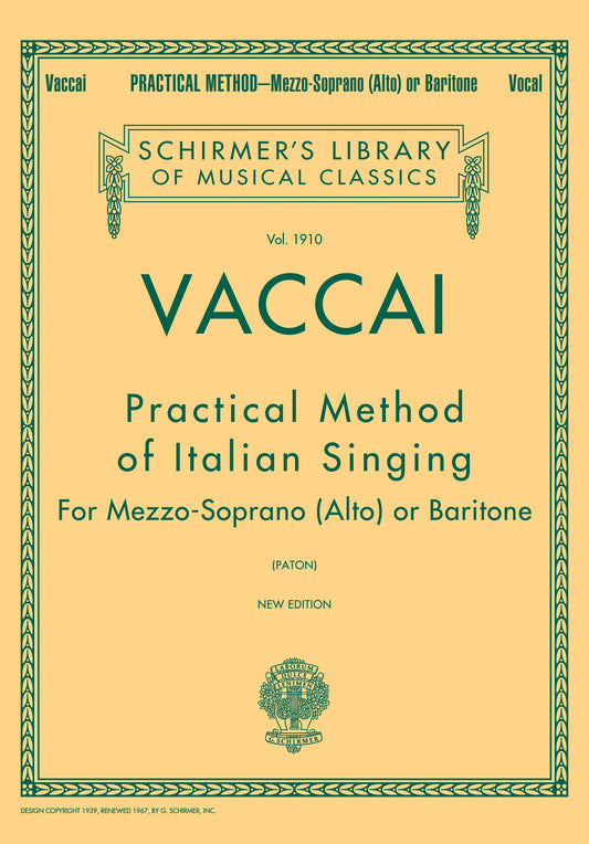 Vaccai Practical Method Mezzo-Soprano/B