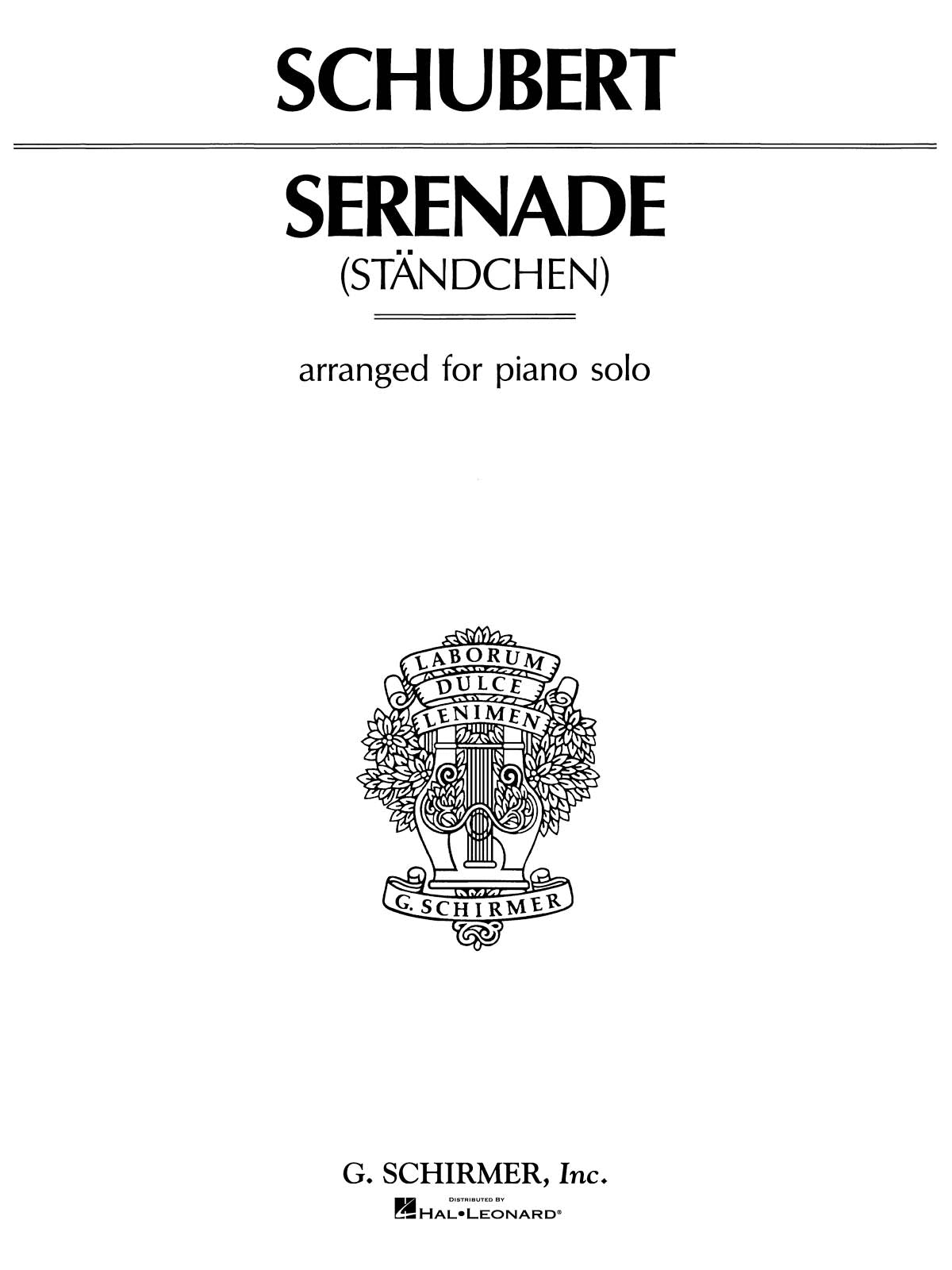 Schubert Serenade/Standchen Pno GS Yng