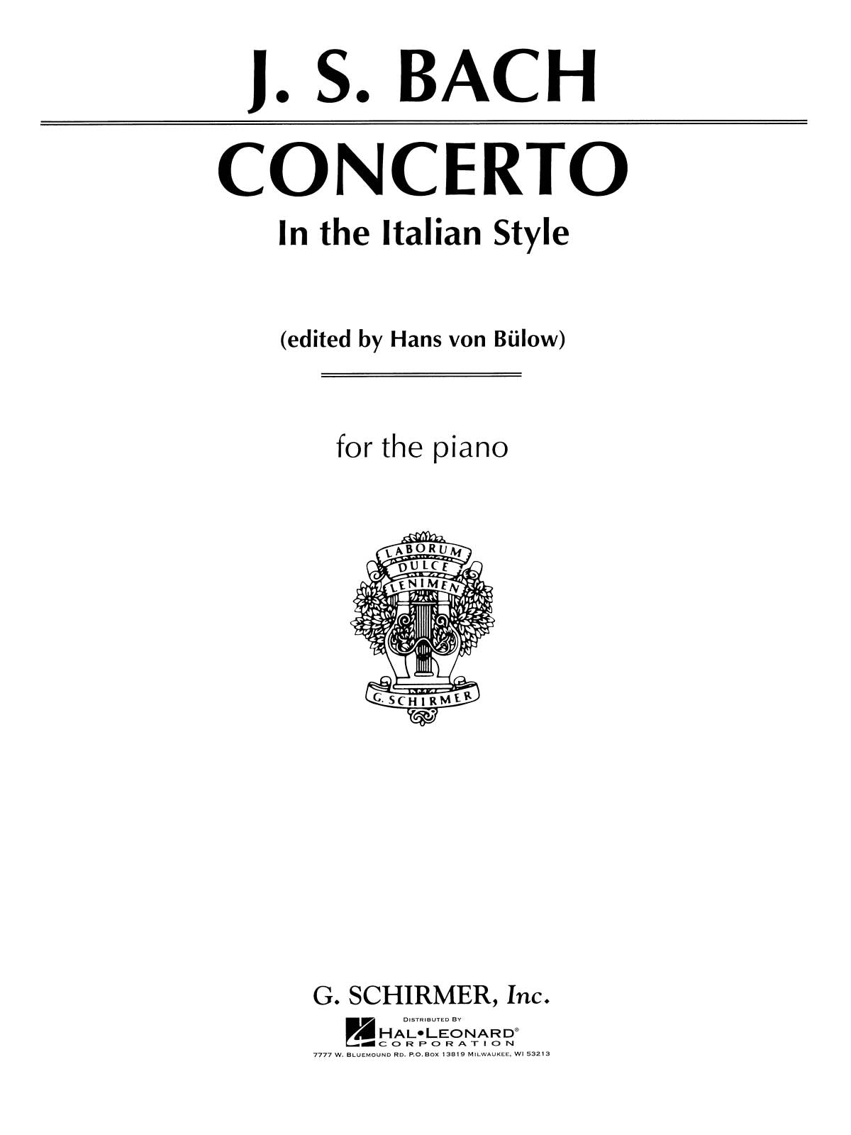 Bach Concerto In Italian Style Pno Bulo
