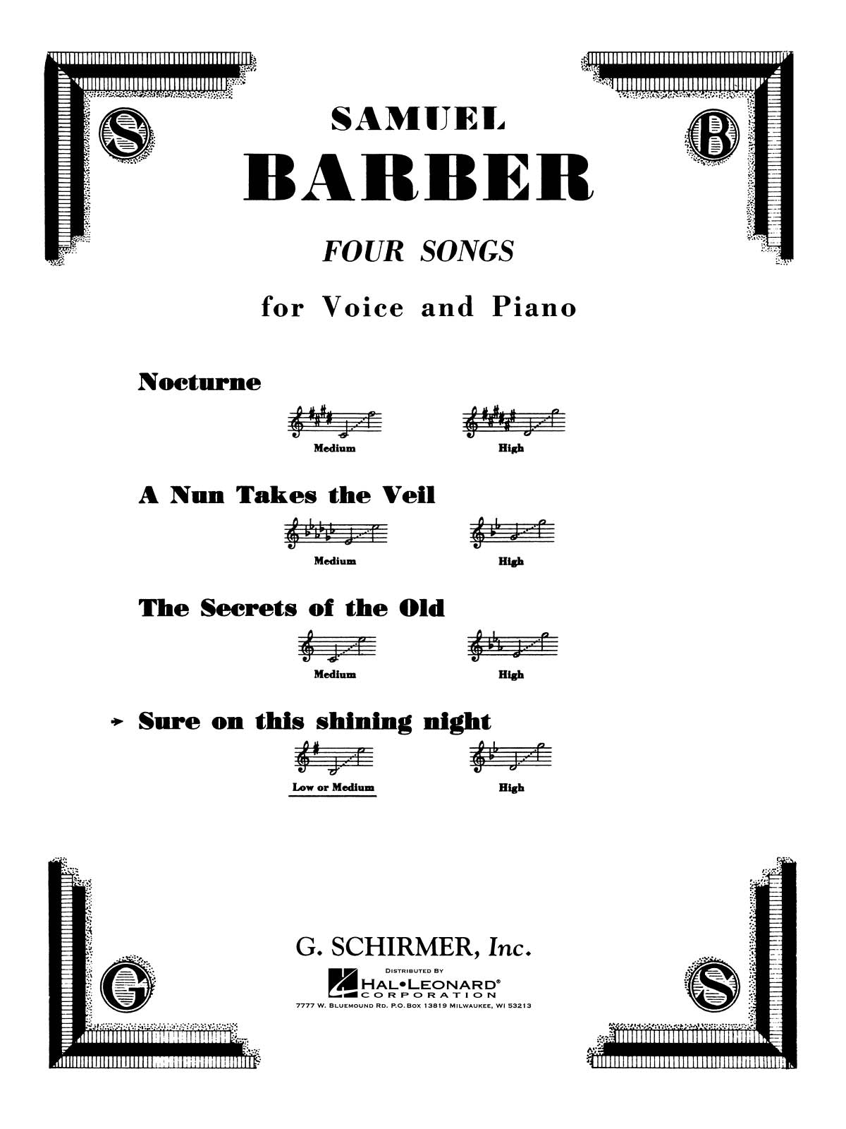 Barber Sure on this shining night Low/M