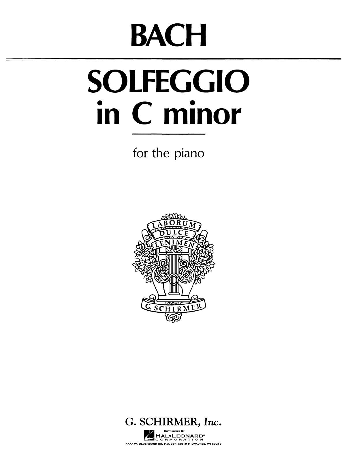 Bach Solfeggio in C min Pno GS
