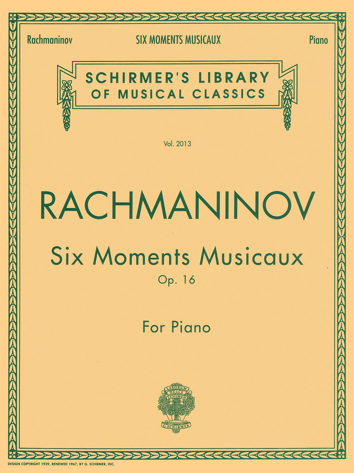 Rachmaninoff 6 Moments Musicaux op16 Pno