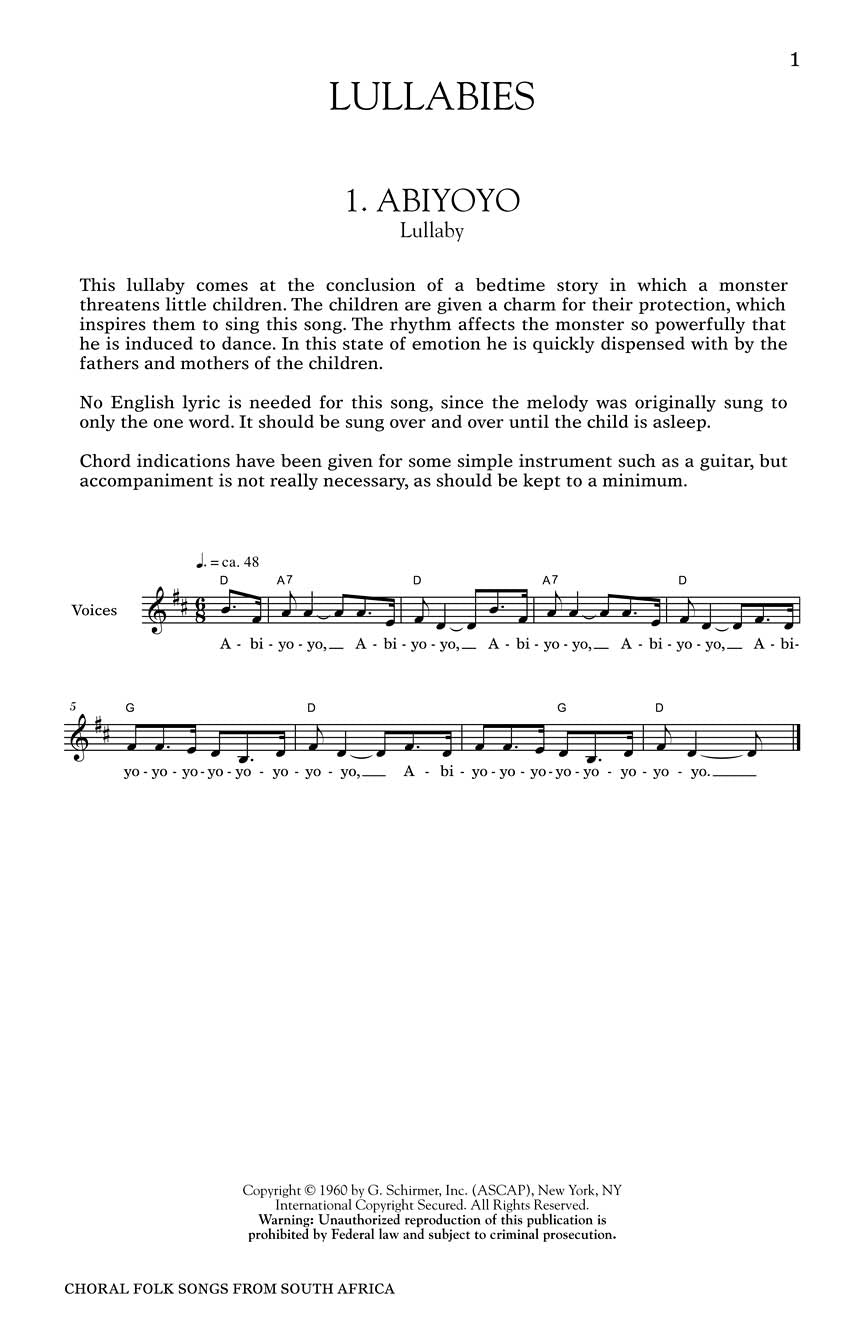 Choral Folk Songs From South Africa SAT