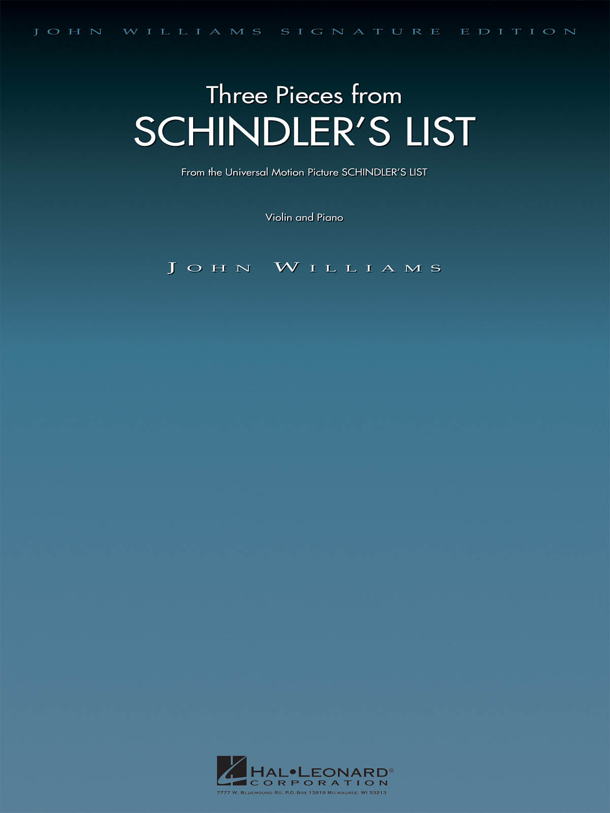 Schindlers List Violin 3 Pieces John Williams