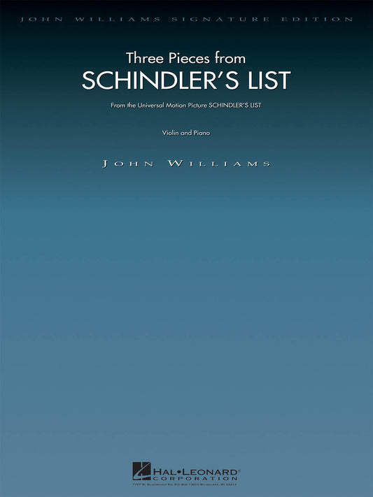 Schindlers List Violin 3 Pieces John Williams