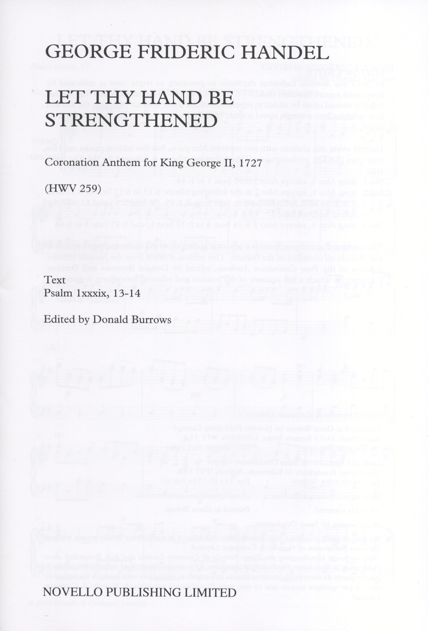 Handel Let Thy Hand Be Strengthened
