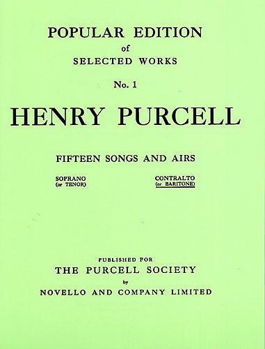 Purcell 15 Songs & Arias Low Voice NOV