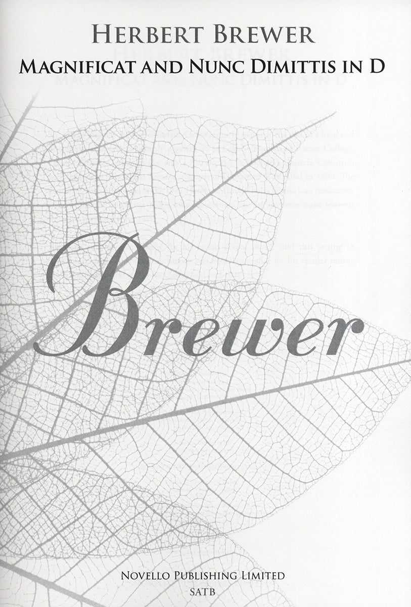 Brewer Mag & Nunc in D SATB/Org NOV