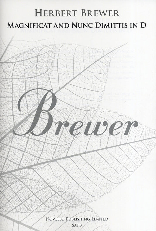 Brewer Mag & Nunc in D SATB/Org NOV
