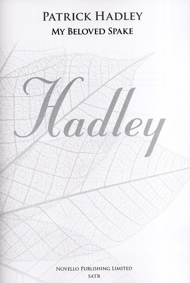 Hadley My Beloved Spake SATB/Org NOV