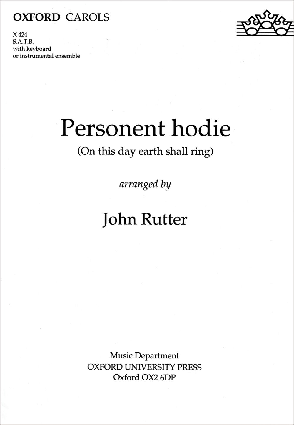 Rutter Personent Hodie SATB+Kbd X424 OU