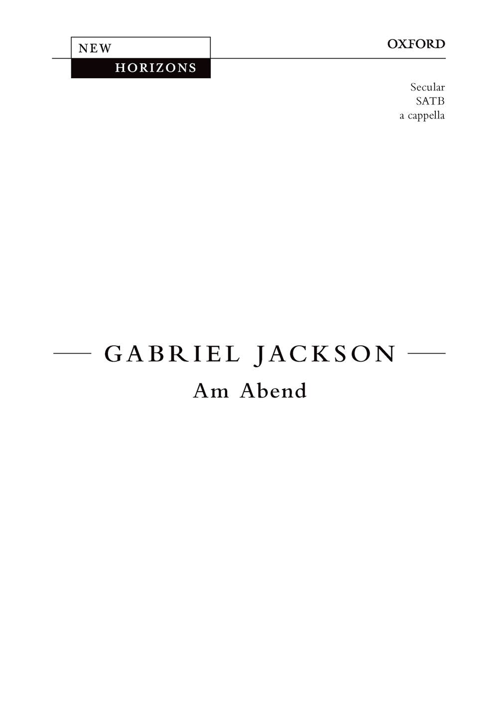 Jackson Am Abend SATB A Cappella OUP