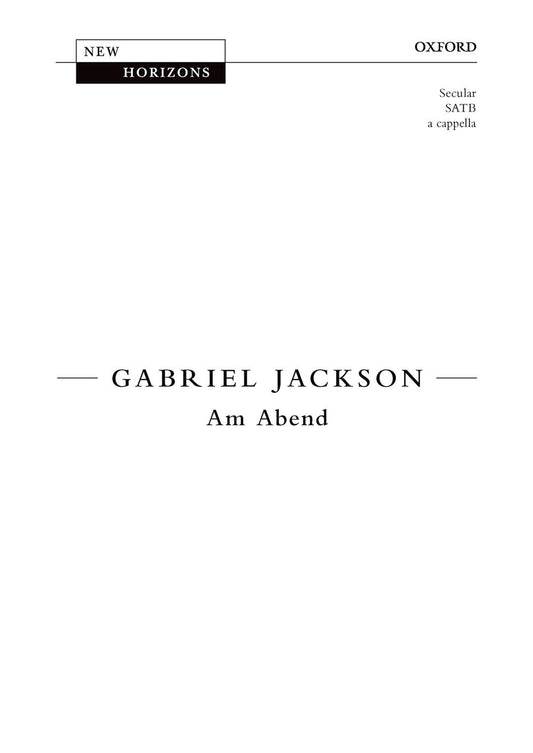 Jackson Am Abend SATB A Cappella OUP