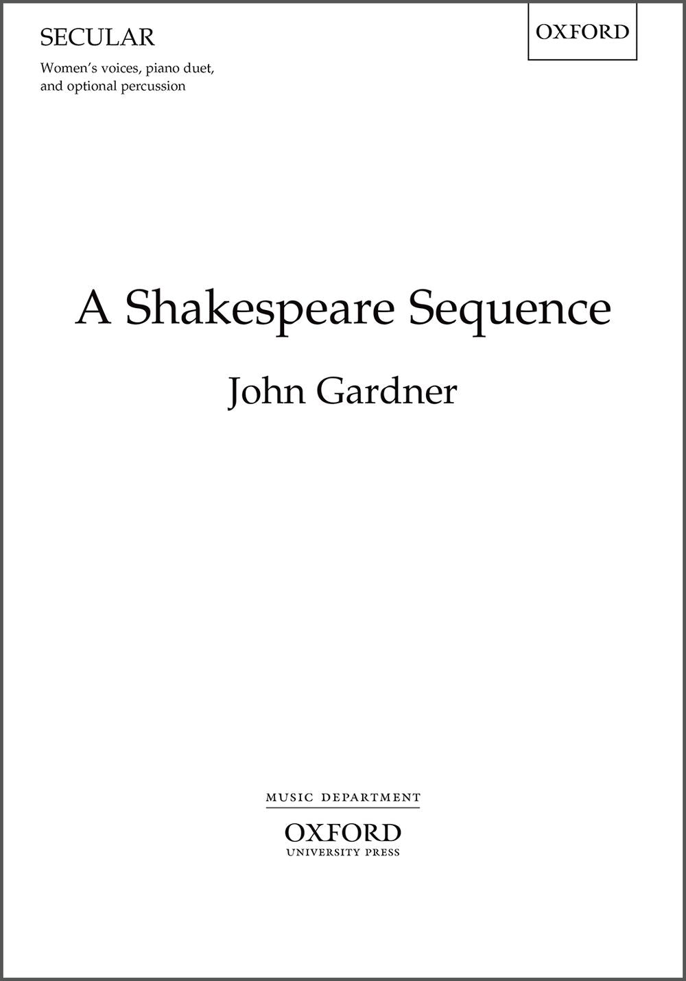 Gardner A Shakespeare Sequence SSAA OUP