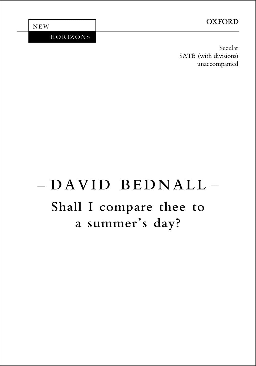 Bednall Shall I Compare Thee To A Summe