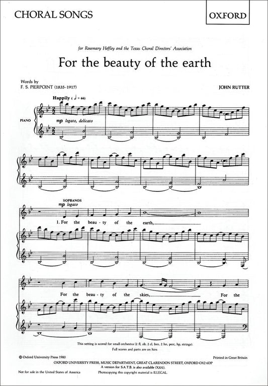 Rutter For The Beauty of the Earth SA O