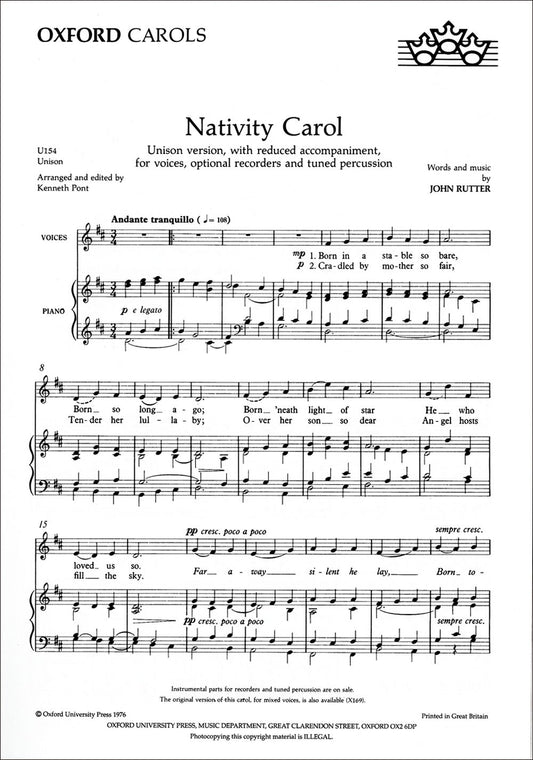 Rutter Nativity Carol arr Pont Unis Ver